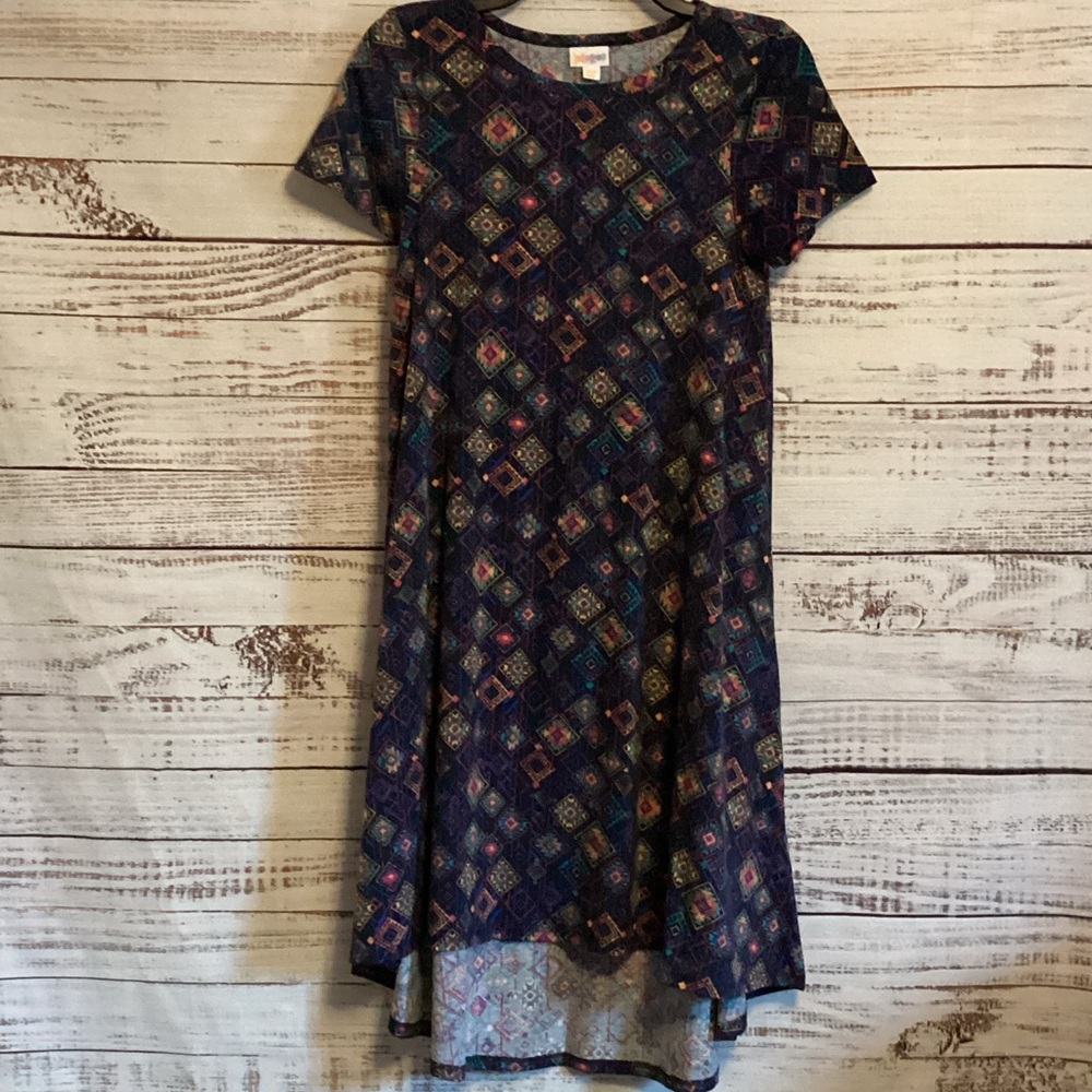 LuLaRoe Multicolor Geometric High Low Carly Dress